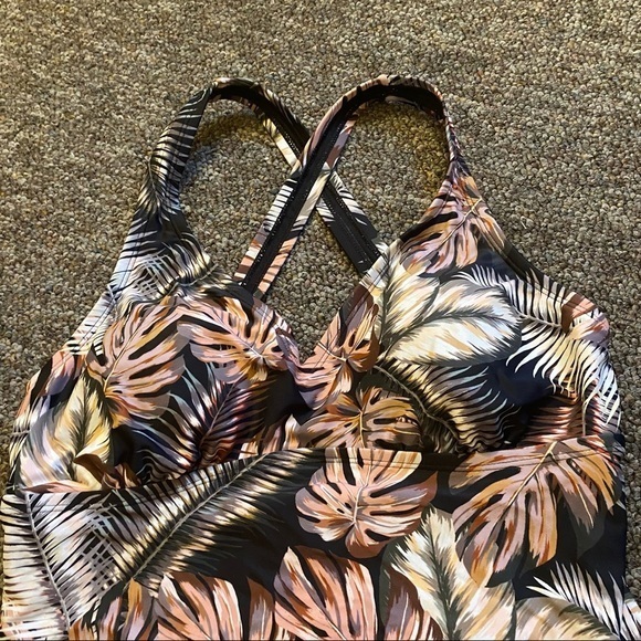 Hurley Women’s One Piece Swim Suit Size L Hurley Scattered‎ Palms NWOT - Picture 3 of 11